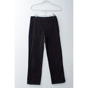 Ann Taylor LOFT Petites Pants Stretch 6P Black pull on pink circles office